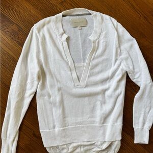 Brochu Walker White Scoop Neck Lightweight Sweater